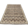 Large Hand Woven Afghan Beige and Grey Wool Kilim Rug #043