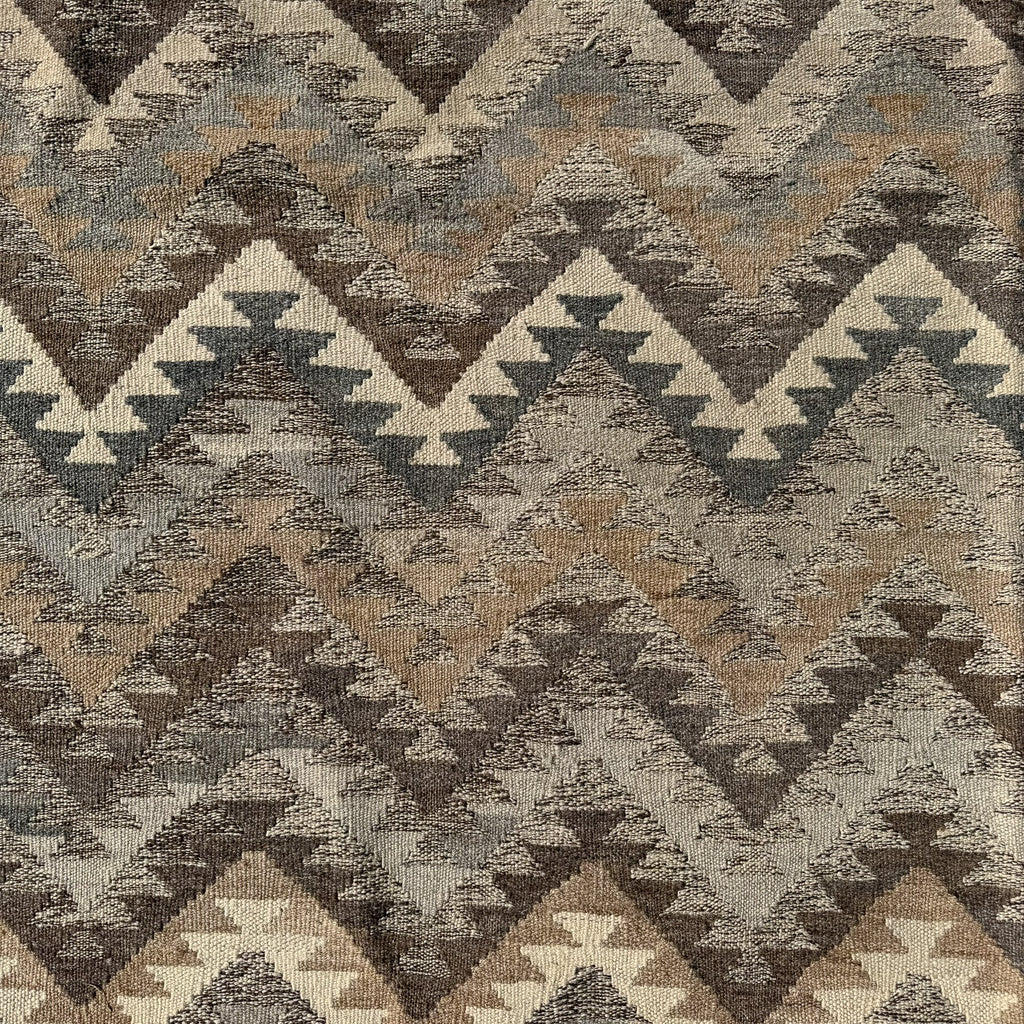 Large Hand Woven Afghan Beige and Grey Wool Kilim Rug #043