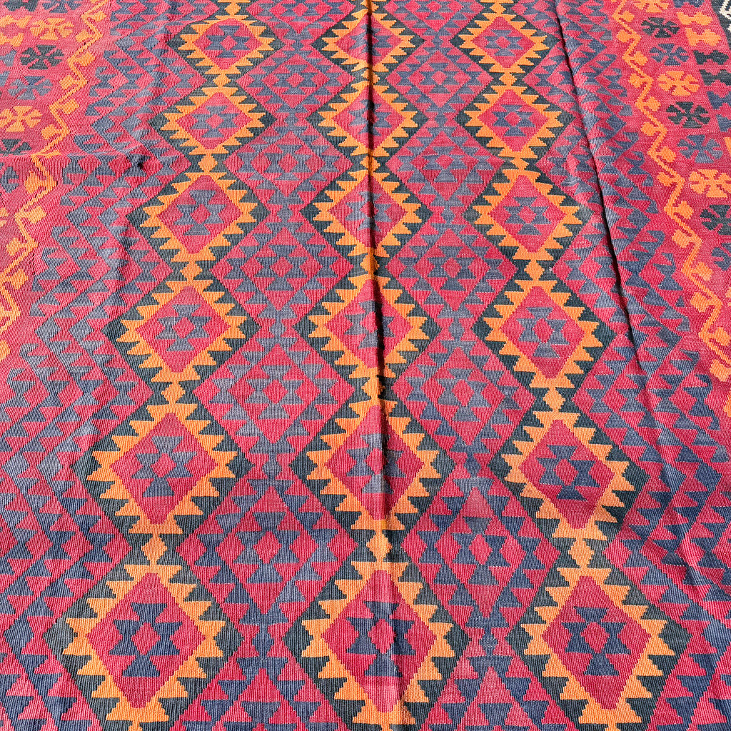 Large Hand Woven Afghan Wool Kilim Rug #042