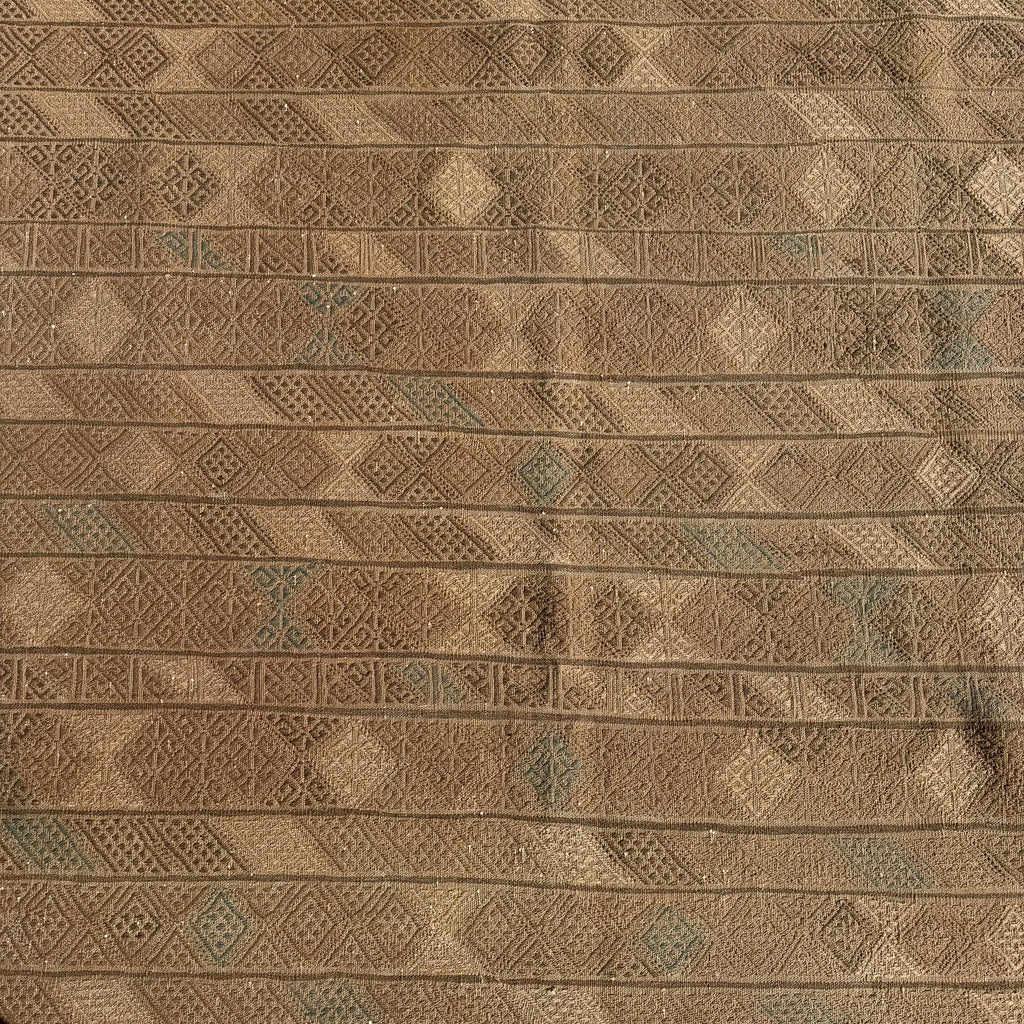 Large Hand Woven Wool  Beige Kilim Rug #054