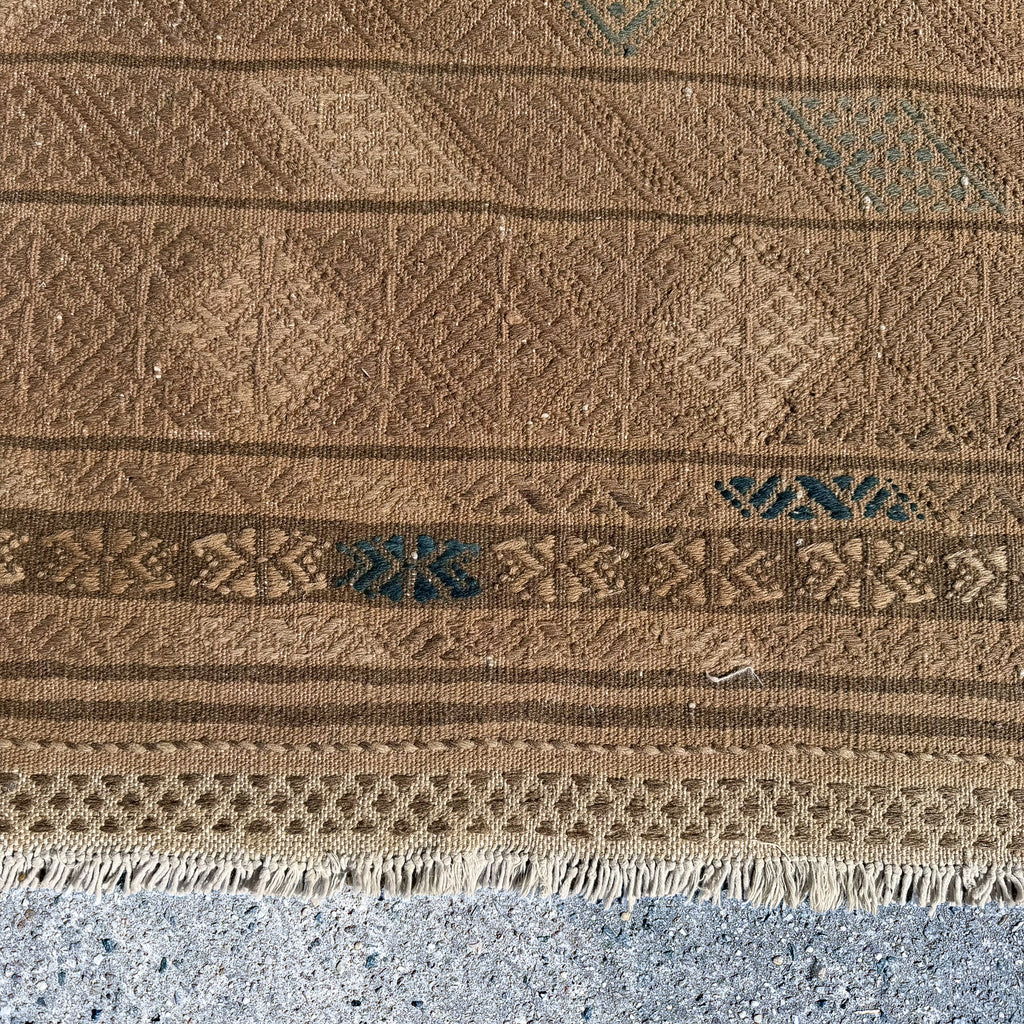 Large Hand Woven Wool  Beige Kilim Rug #054
