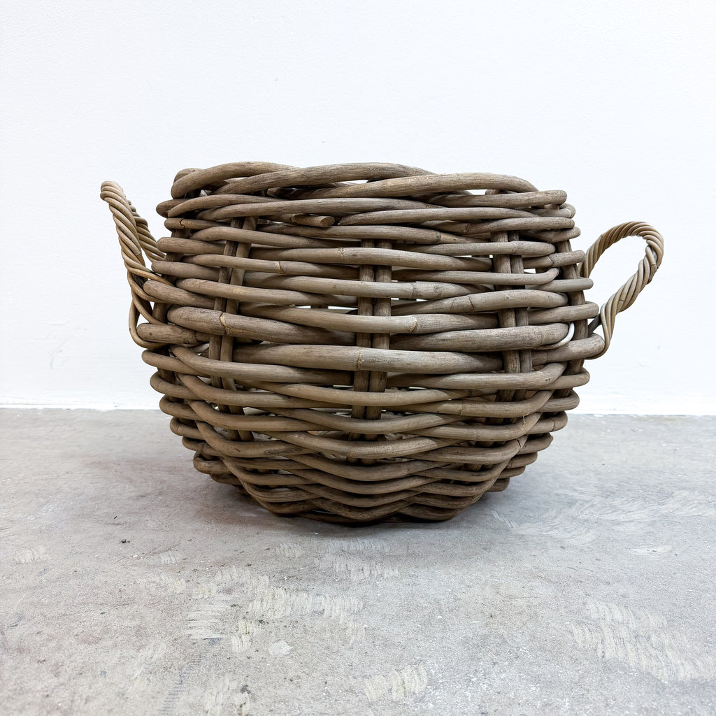 Large Round Rattan Basket With Handles