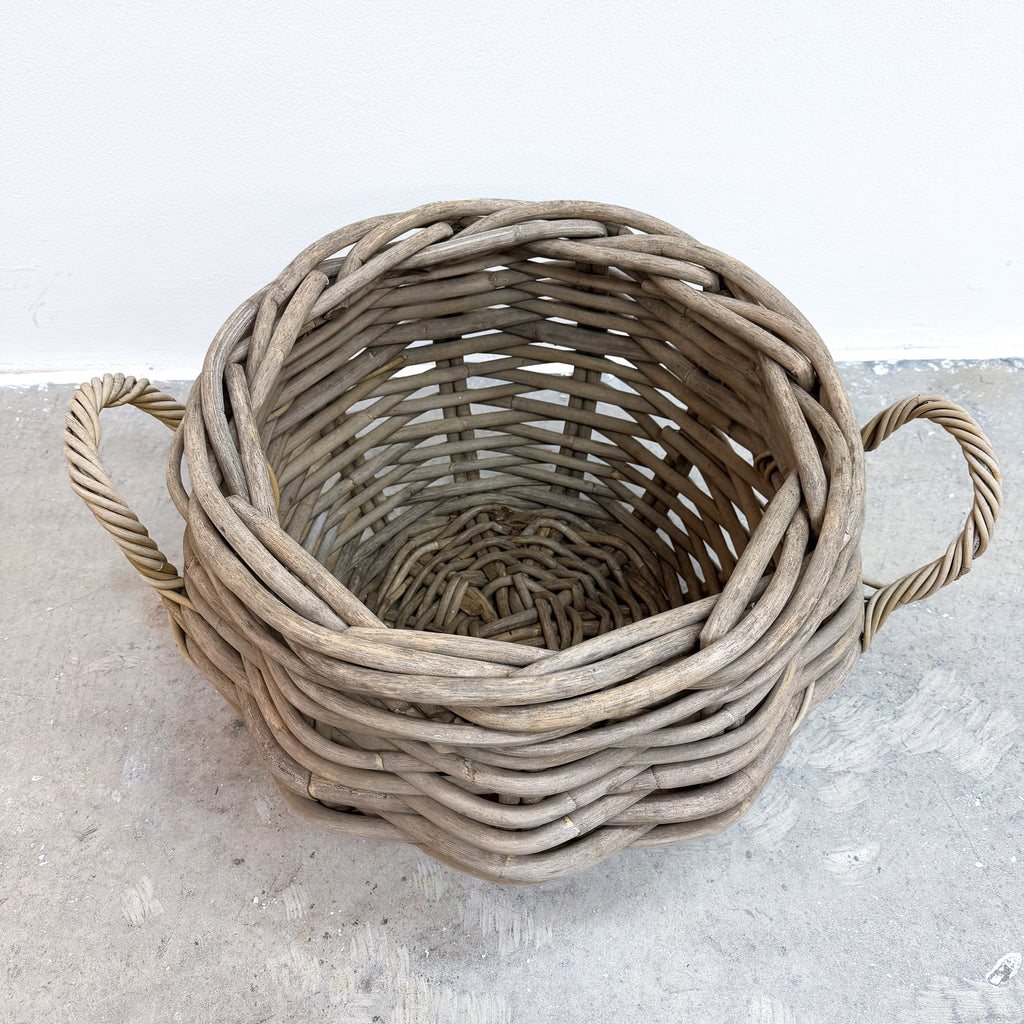 Large Round Rattan Basket With Handles