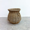 Large Waisted Woven Cane Basket With Handles