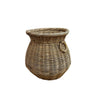 Large Waisted Woven Cane Basket With Handles