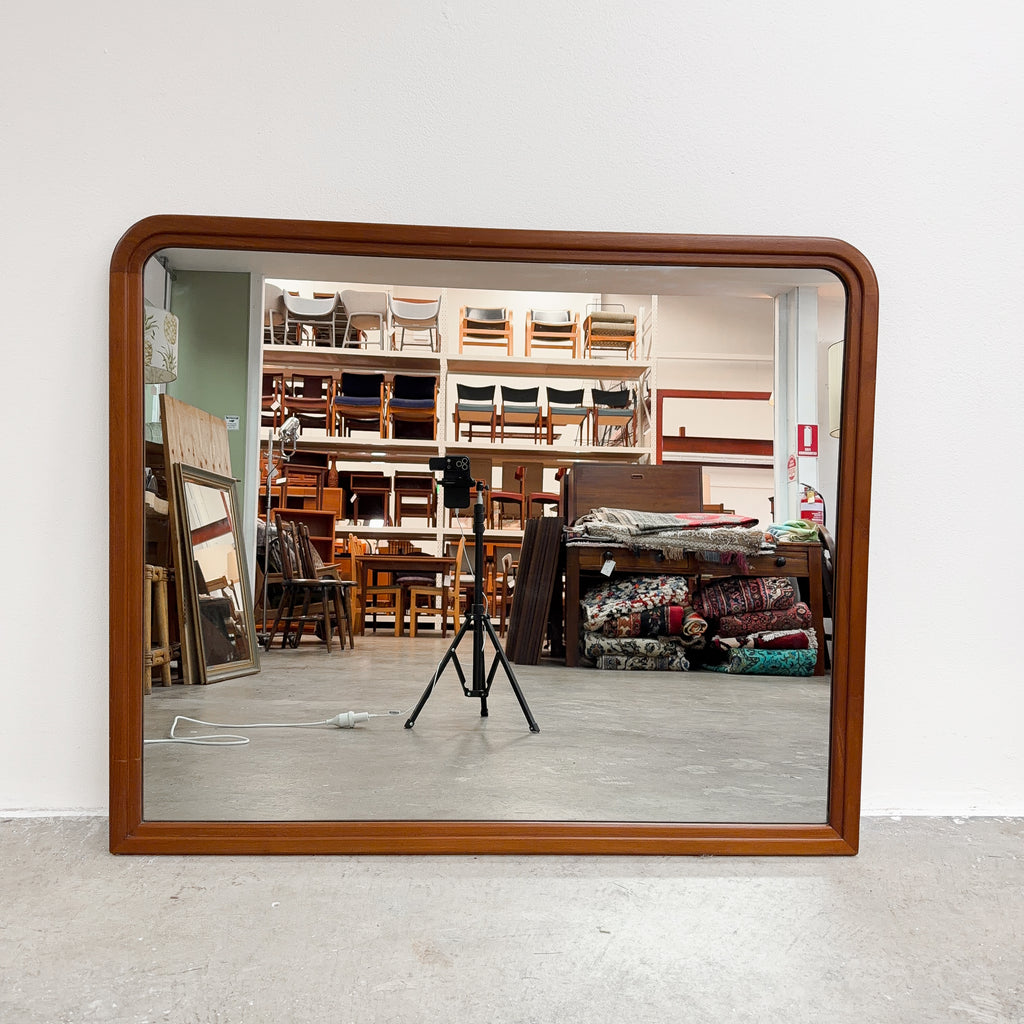 Late Mid Century 1980's Parker Rounded Top Teak Mirror