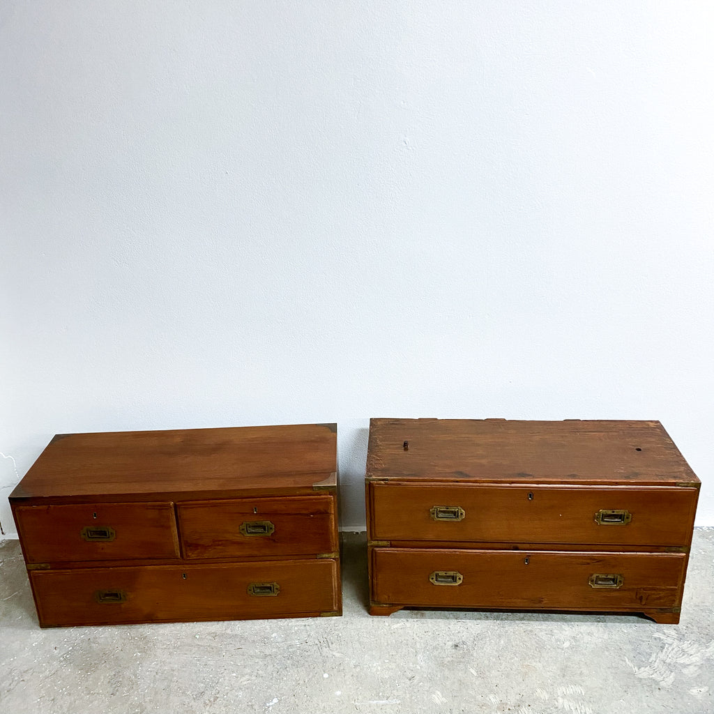Late 19th Century Teak Campaign Chest Of Drawers