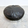 Vintage Black Leather Ottoman Footstool