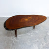 Live Edge Slab Side Table With Tapered Legs Mid Century