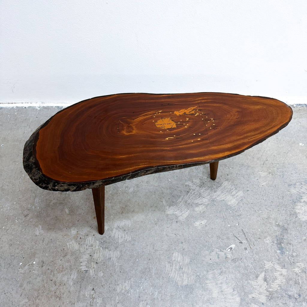 Live Edge Slab Side Table With Tapered Legs Mid Century