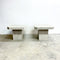Pair Post Modern Marble Square Hexagonal Side Tables