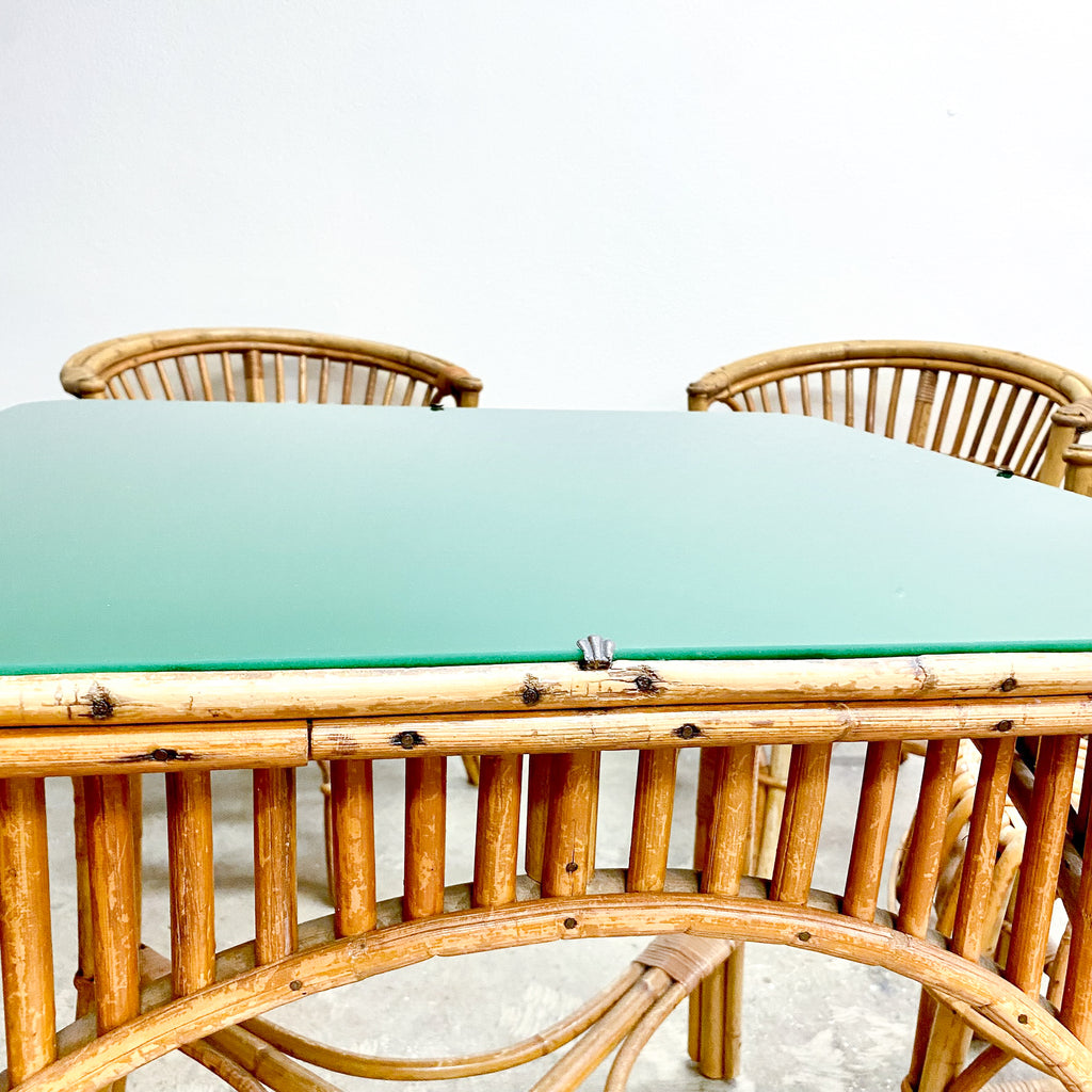 Mid 20th Century Italian Made Cane Table & Chair 5 Piece Set