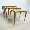 Mid 20th Century Vintage Hollywood Regency Italian Marble & Brass Nest of Tables