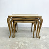 Mid 20th Century Vintage Hollywood Regency Italian Marble & Brass Nest of Tables