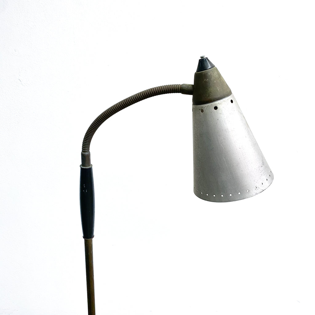 Mid Century 1950s/60s Brass And Aluminium Floor Lamp