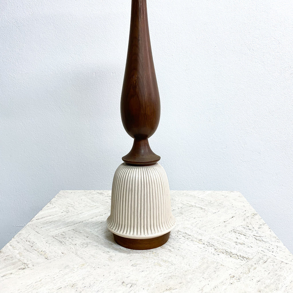 Mid Century 1960's Ceramic And Wood Table Lamp