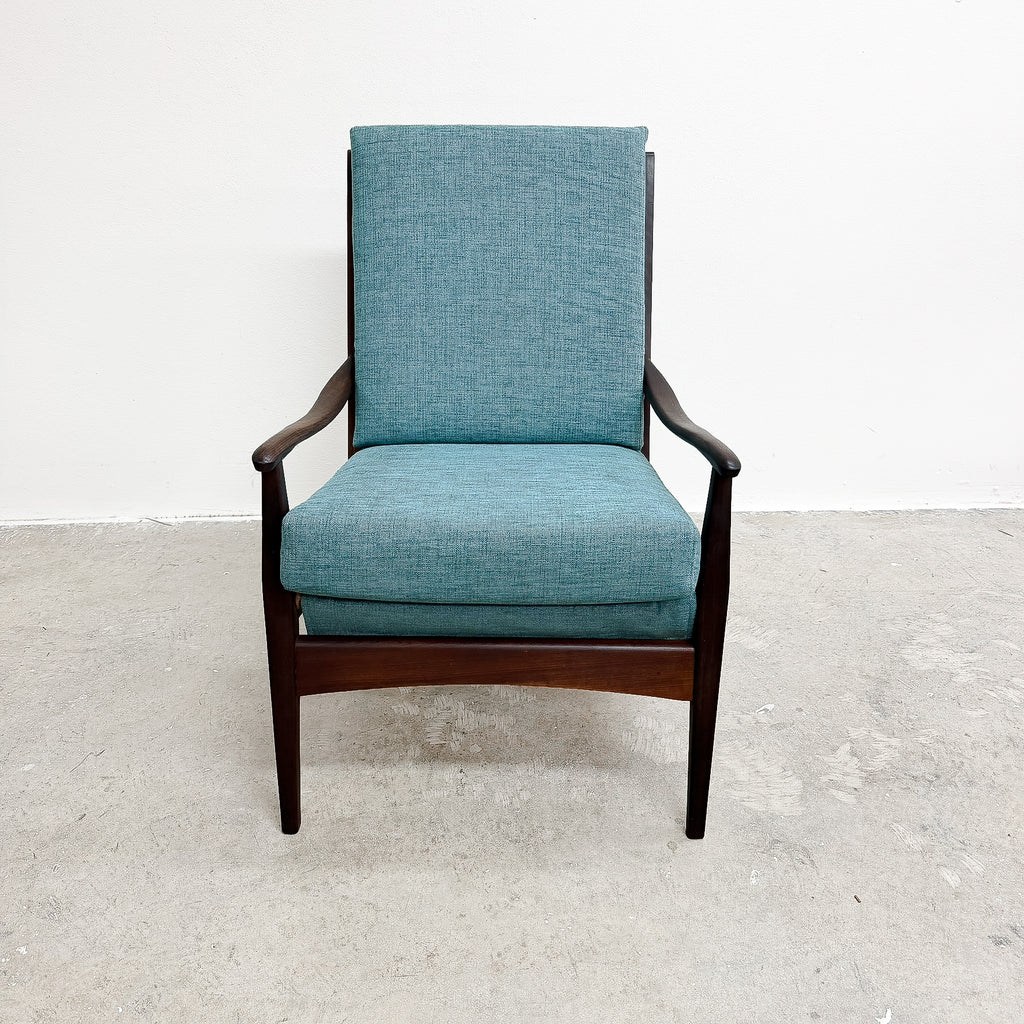 Mid Century 1960's Teak Armchair With New Upholstery