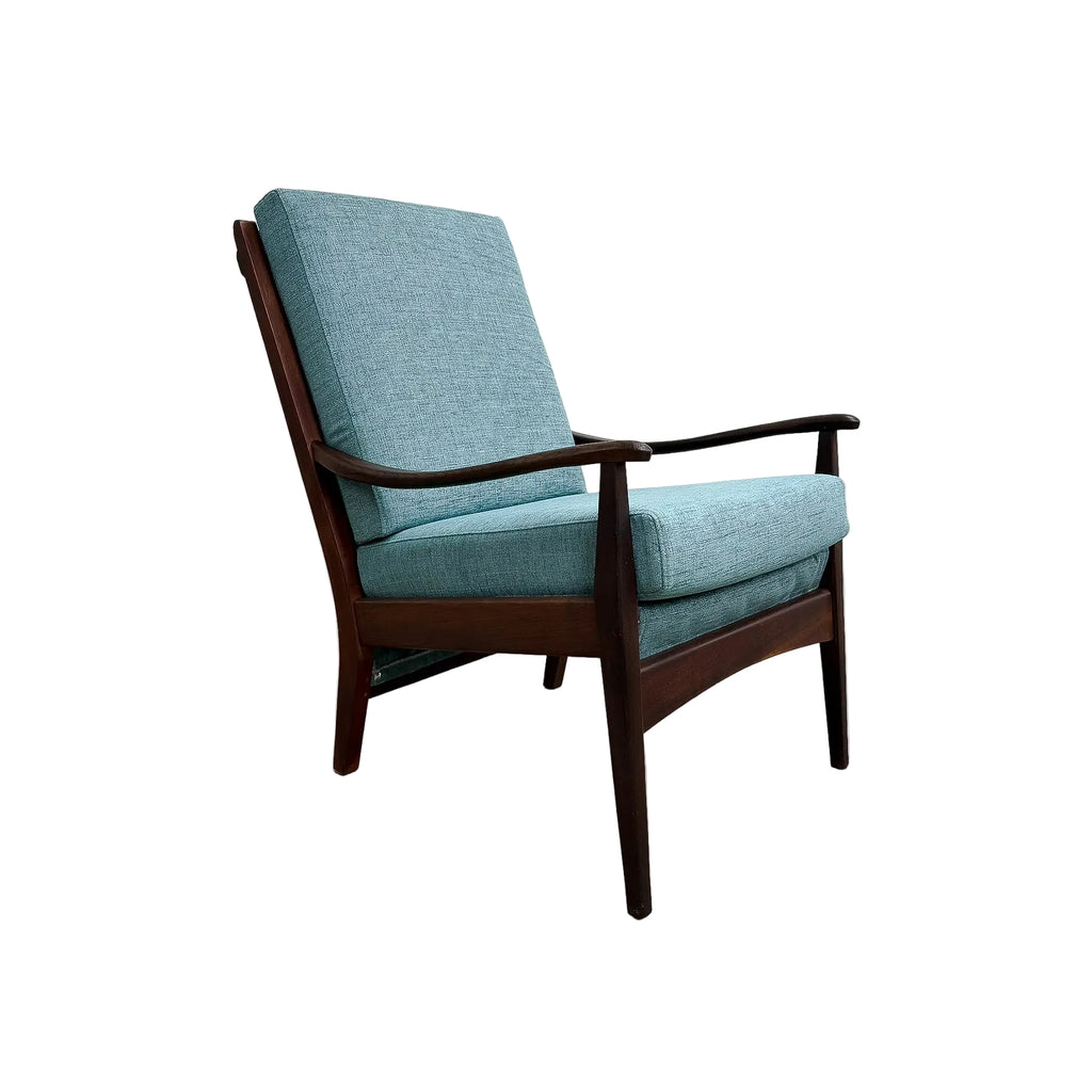 Mid Century 1960's Teak Armchair With New Upholstery