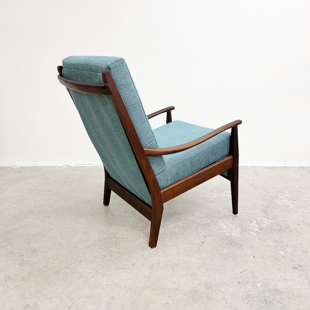 Mid Century 1960's Teak Armchair With New Upholstery