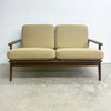 Mid Century 2 Seater Lounge Parker Rattan Back Lounge - Newly Upholstered