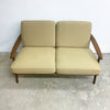 Mid Century 2 Seater Lounge Parker Rattan Back Lounge - Newly Upholstered
