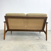 Mid Century 2 Seater Lounge Parker Rattan Back Lounge - Newly Upholstered