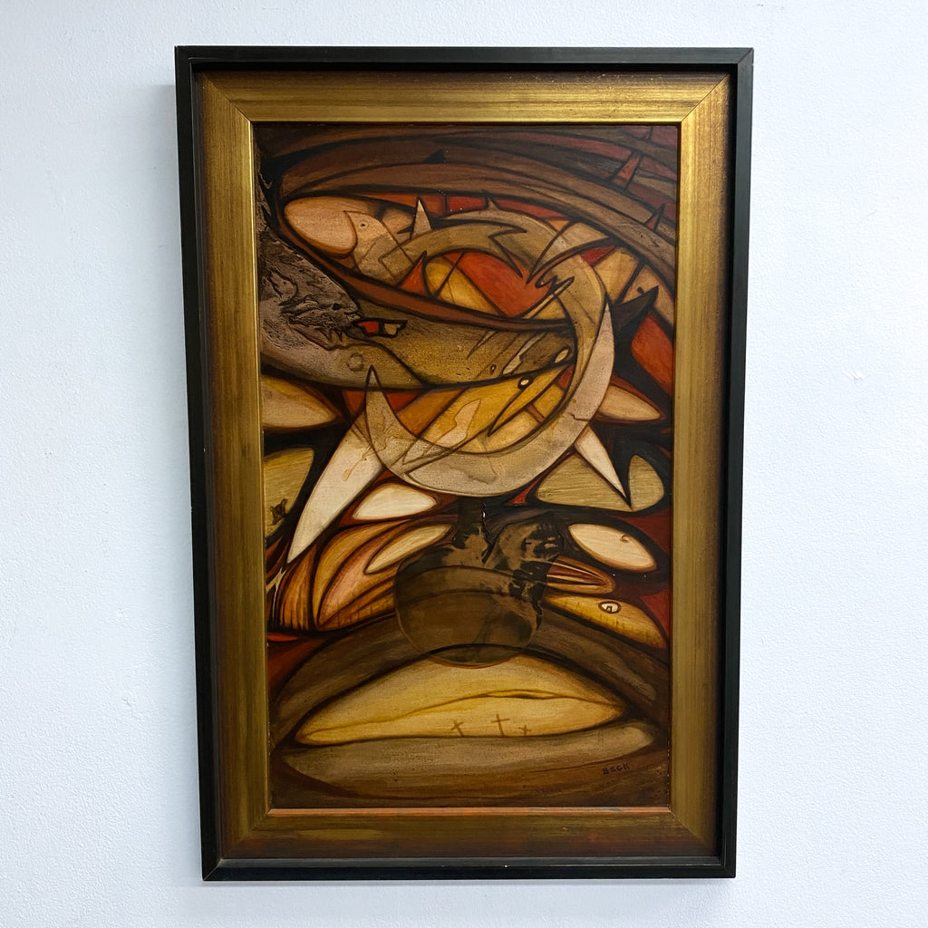 Mid Century Abstract Painting 'Golgotha' By Australian Artist Joan Beck