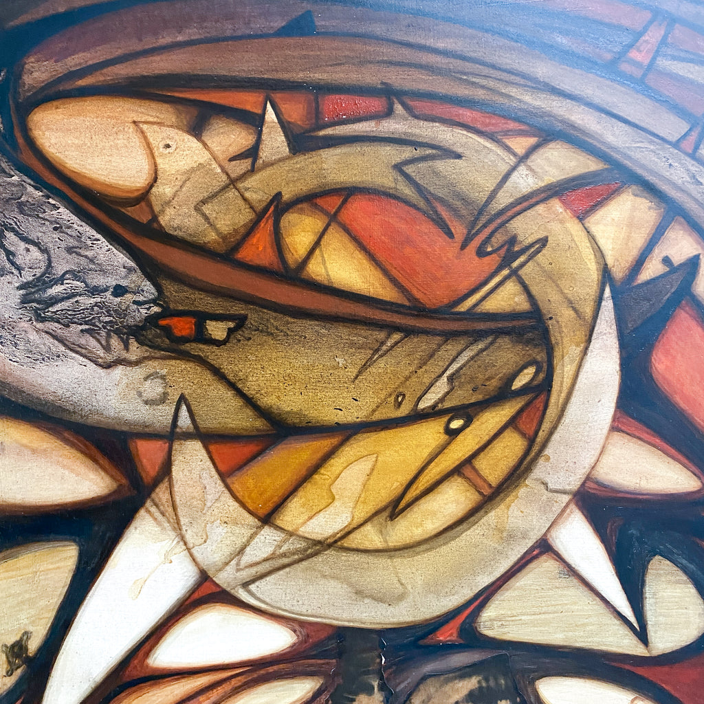 Mid Century Abstract Painting 'Golgotha' By Australian Artist Joan Beck