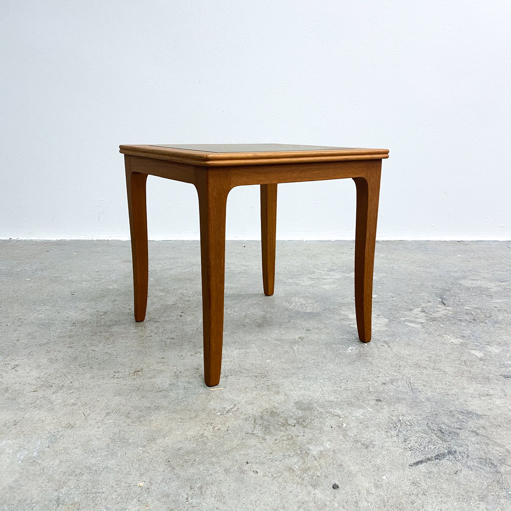 Mid Century Australian Teak And Smokey Glass Top Side Table