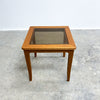 Mid Century Australian Teak And Smokey Glass Top Side Table
