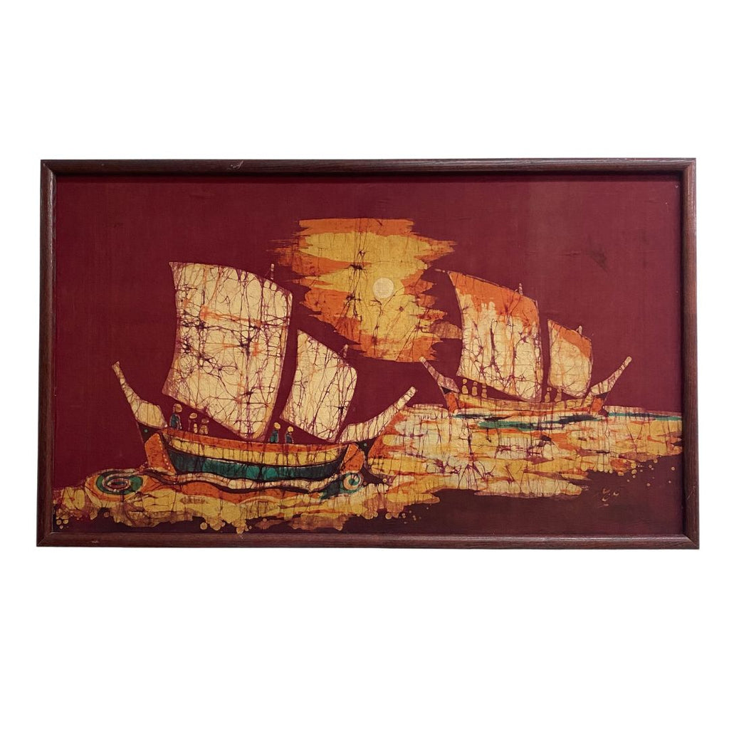 Mid Century Batik Art Framed