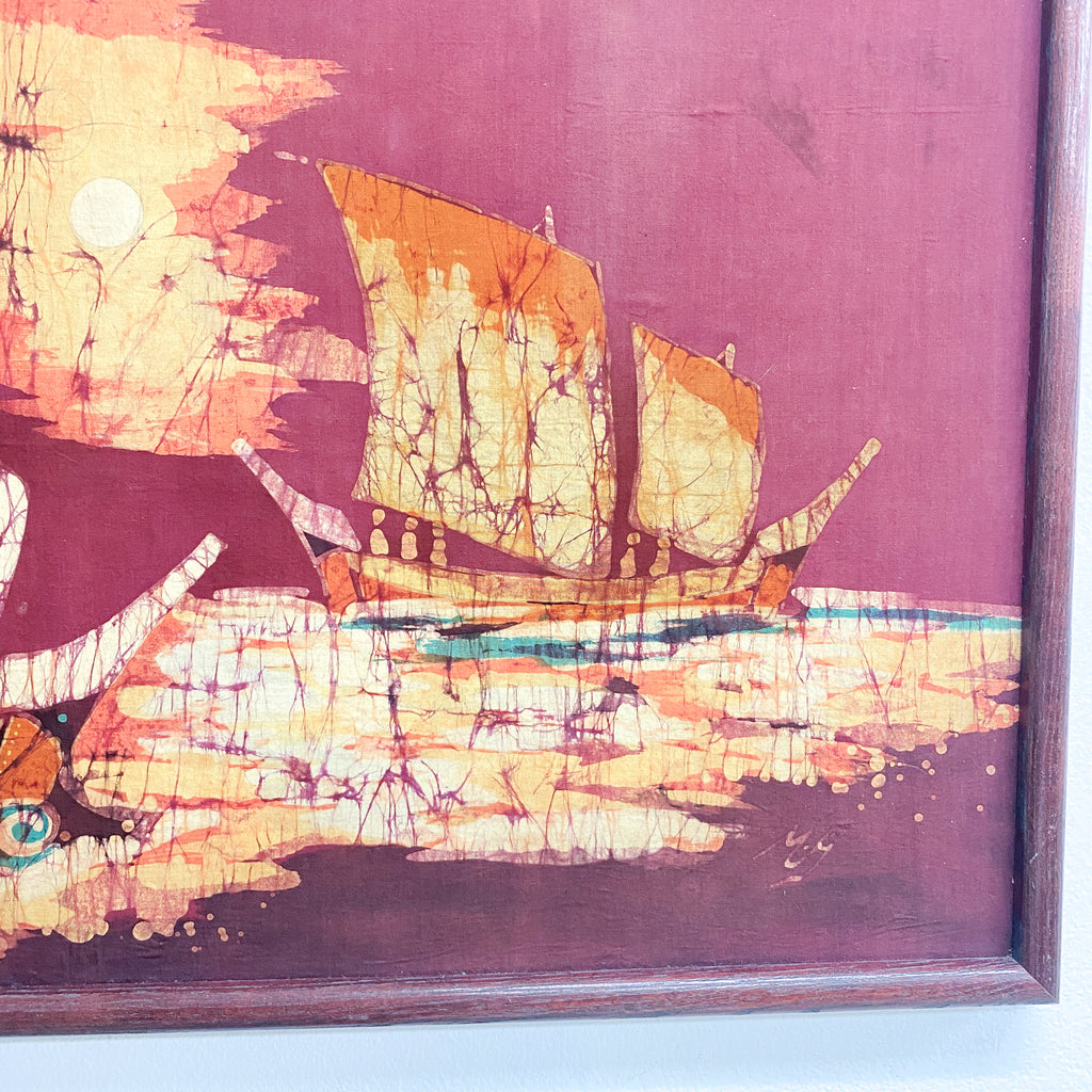 Mid Century Batik Art Framed