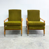 Mid Century Beechwood Armchair With Green Velvet Upholstery And New Foam Inserts