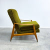 Mid Century Beechwood Armchair With Green Velvet Upholstery And New Foam Inserts