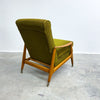 Mid Century Beechwood Armchair With Green Velvet Upholstery And New Foam Inserts