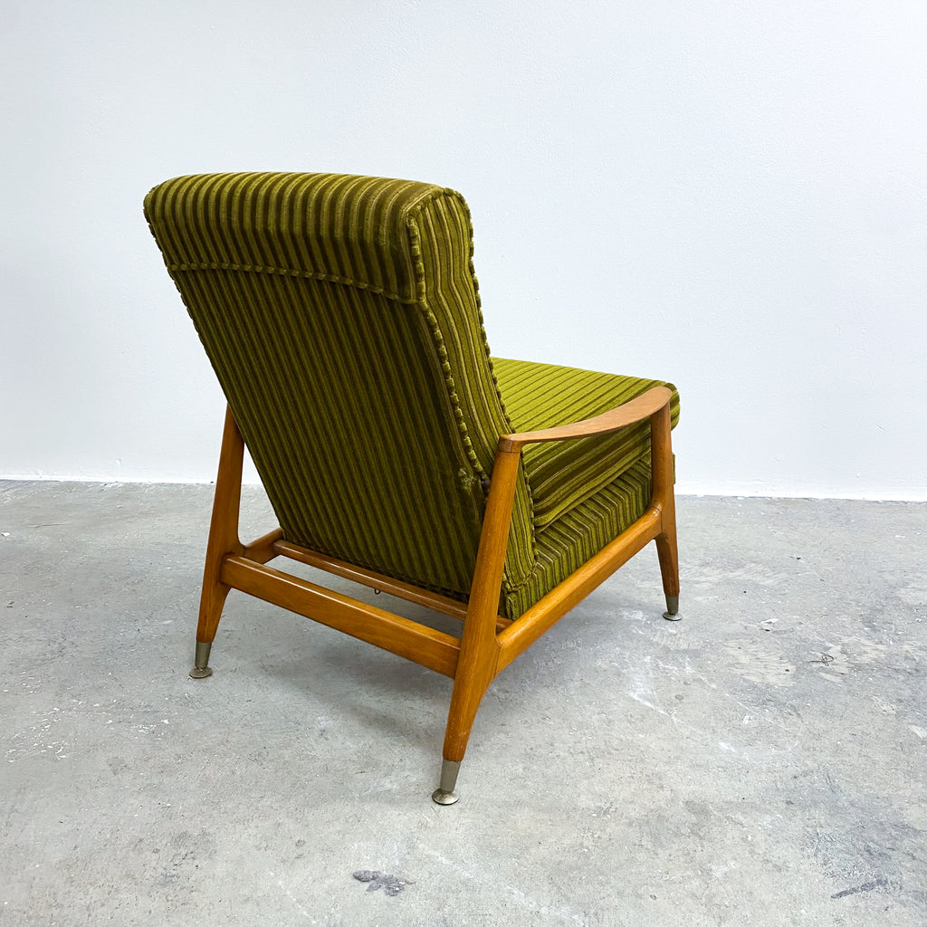 Mid Century Beechwood Armchair With Green Velvet Upholstery And New Foam Inserts