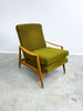 Mid Century Beechwood Armchair With Green Velvet Upholstery And New Foam Inserts