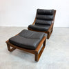 Mid Century Black Leather Tessa T4 Lounge Chair With Foot Stool