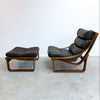 Mid Century Black Vinyl Tessa T4 Lounge Chair With Foot Stool