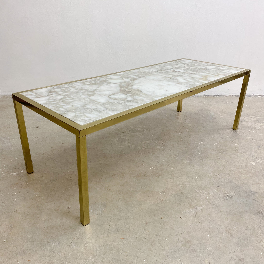 Mid Century Brass And Marble Coffee Table
