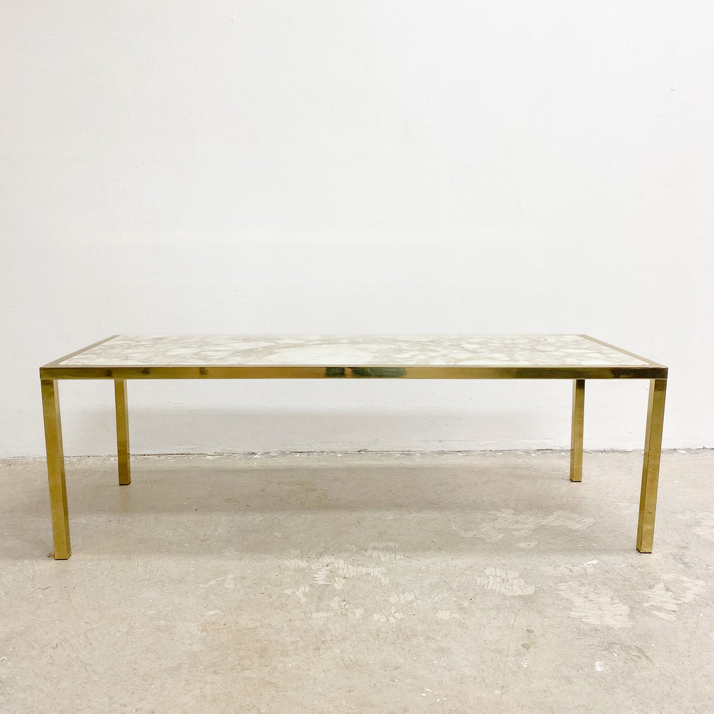 Mid Century Brass And Marble Coffee Table