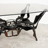 Mid Century Brutalist Coffee Table With Smokey Glass Top