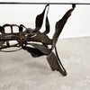 Mid Century Brutalist Coffee Table With Smokey Glass Top