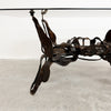 Mid Century Brutalist Coffee Table With Smokey Glass Top