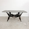 Mid Century Brutalist Coffee Table With Smokey Glass Top