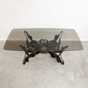 Mid Century Brutalist Coffee Table With Smokey Glass Top