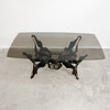 Mid Century Brutalist Coffee Table With Smokey Glass Top
