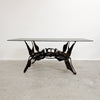 Mid Century Brutalist Coffee Table With Smokey Glass Top