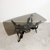 Mid Century Brutalist Coffee Table With Smokey Glass Top
