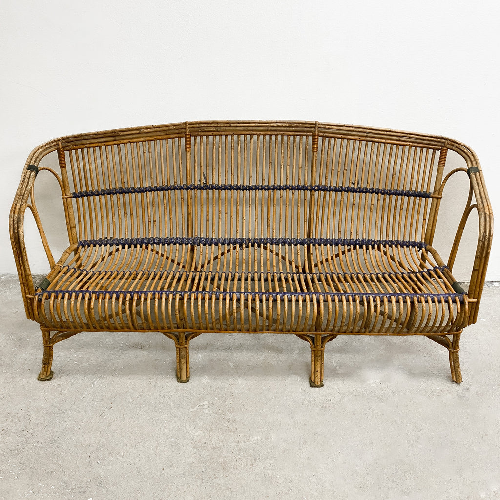 Antique 1930s Split Cane Sofa Lounge